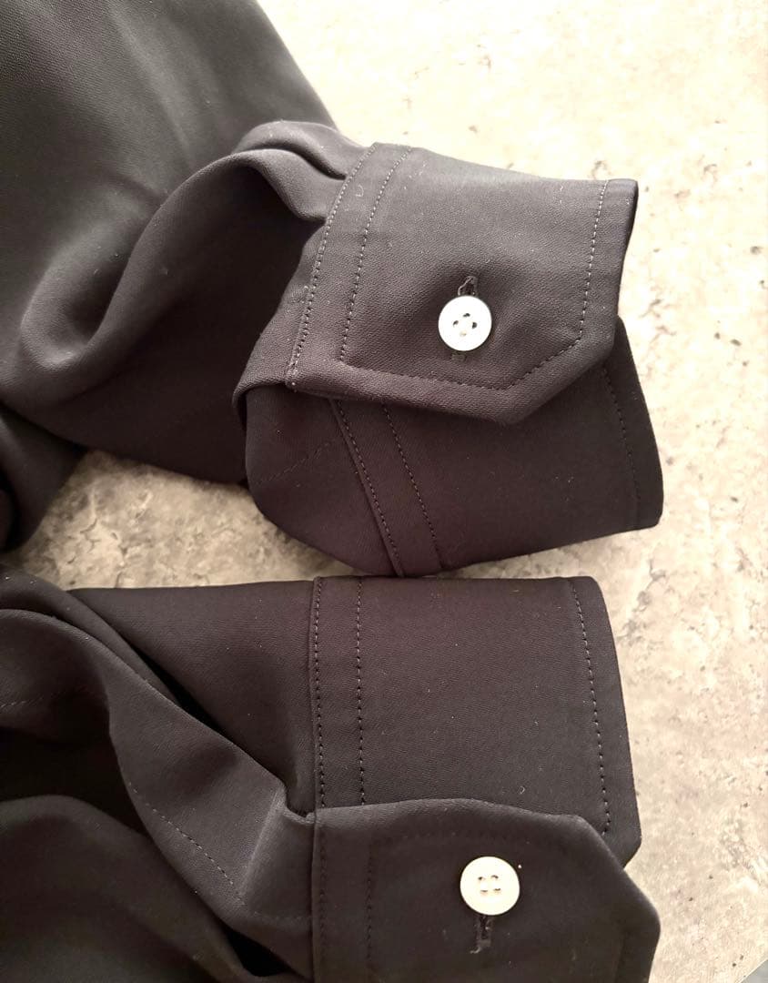 【CULLNI】襟ストライプシャツ　ブラックシャツ　 シャツ　サイズ1