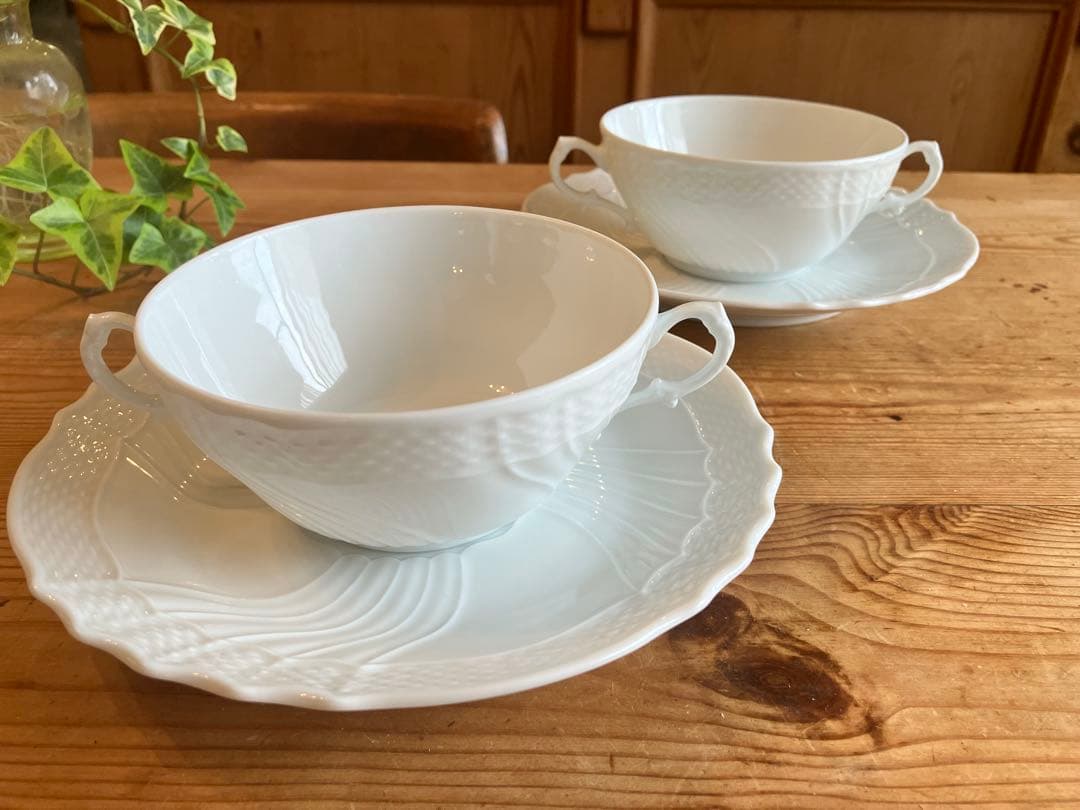 mi♡ジノリ　ベッキオホワイト　スープカップアンドソーサー×2