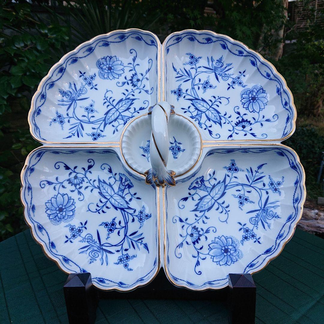 マイセン* ブルーオニオン　美品　金彩縁取り特大皿 * 直径* 38センチ