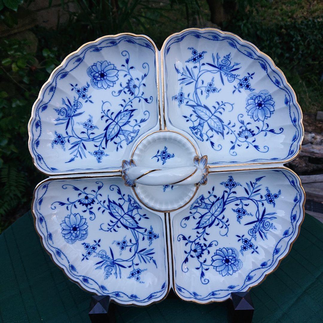 マイセン* ブルーオニオン　美品　金彩縁取り特大皿 * 直径* 38センチ