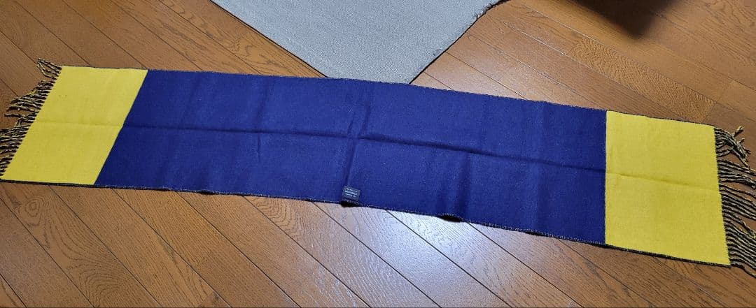 HERMES カシミア100マフラー イエロー ネイビーエルメス