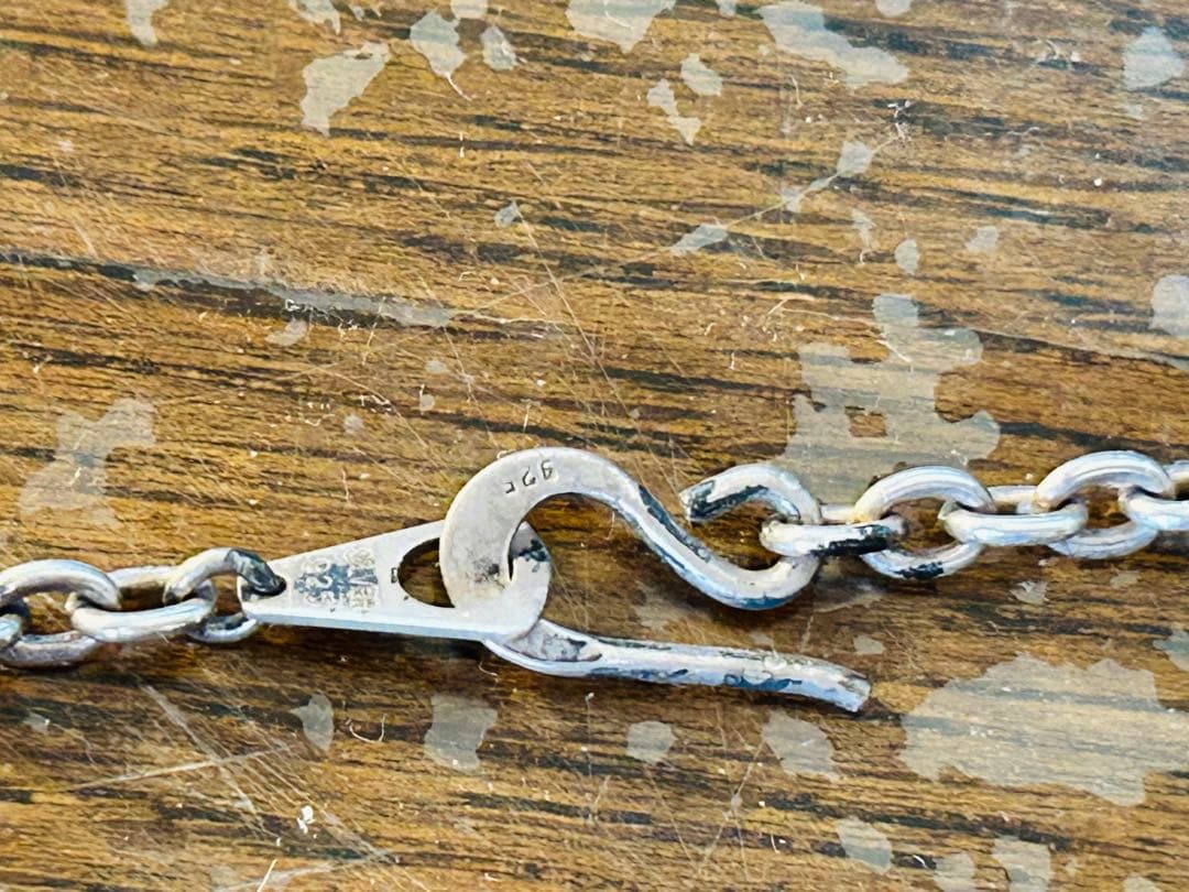 SV925◾︎特大フェザーネックレス◾︎あずきチェーン50cm◾︎刻印入り