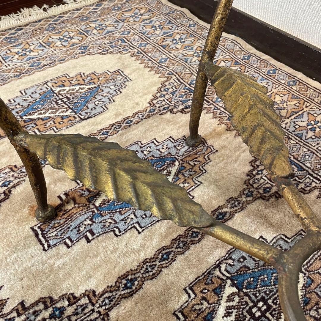 マーブルトップ ヴィンテージ サイドテーブル リーフ アイアン 大理石 天然石