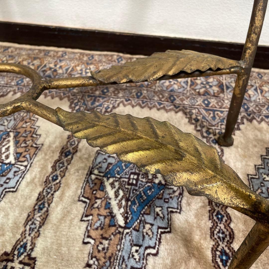 マーブルトップ ヴィンテージ サイドテーブル リーフ アイアン 大理石 天然石