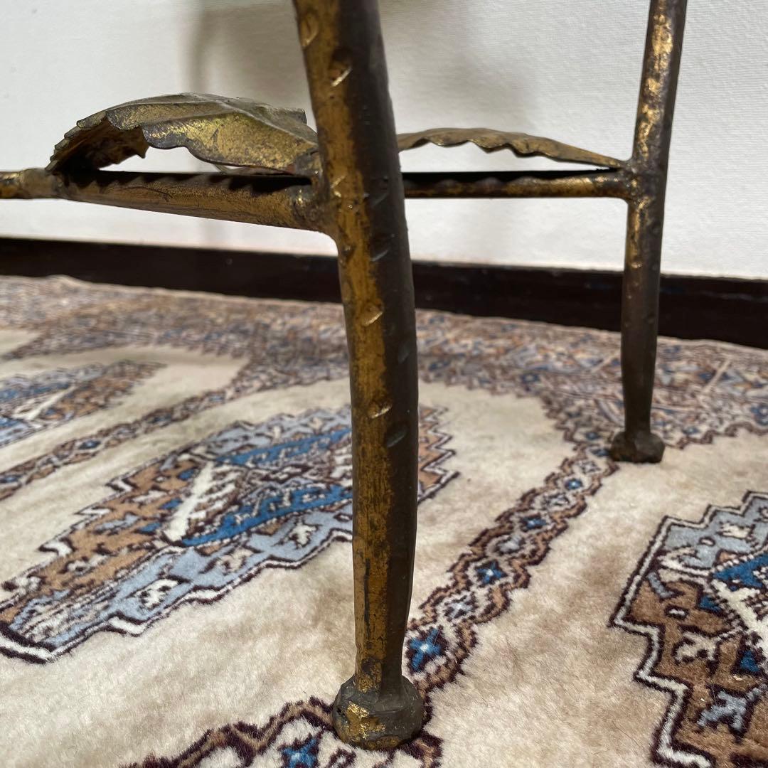 マーブルトップ ヴィンテージ サイドテーブル リーフ アイアン 大理石 天然石