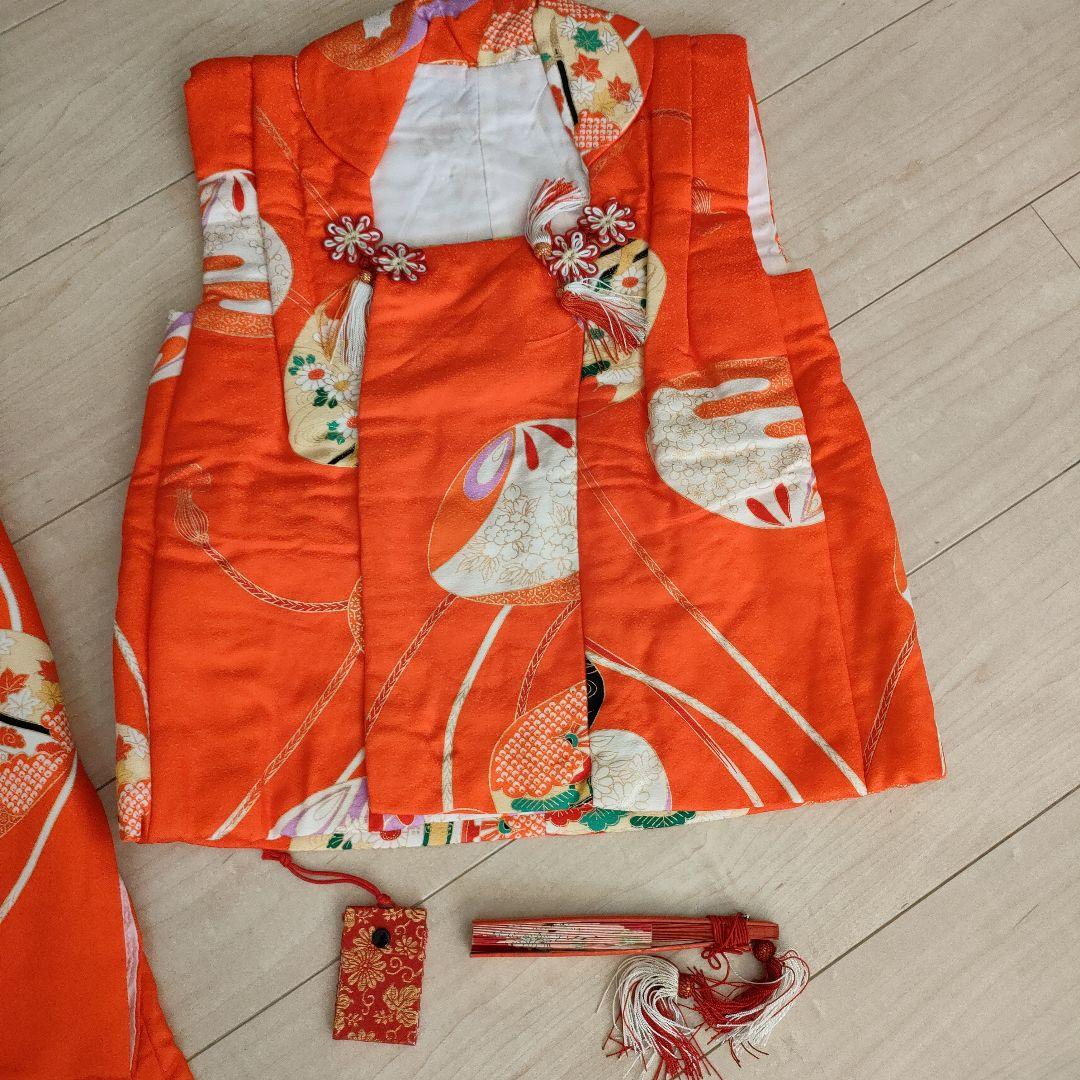 アンティーク3歳児用　七五三着物　オレンジ系