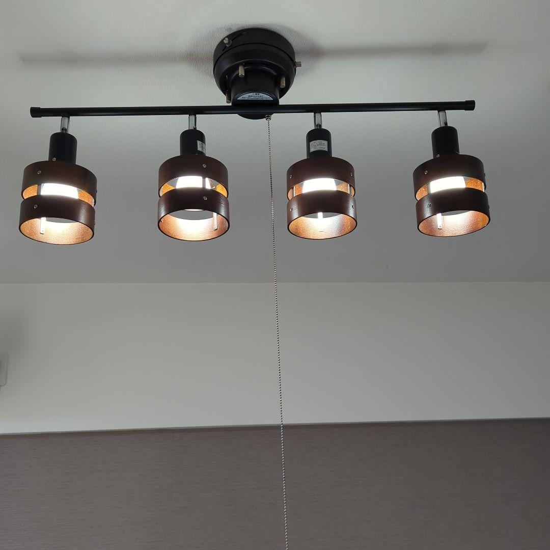 ブラウン 4灯シーリングライトled電球付き