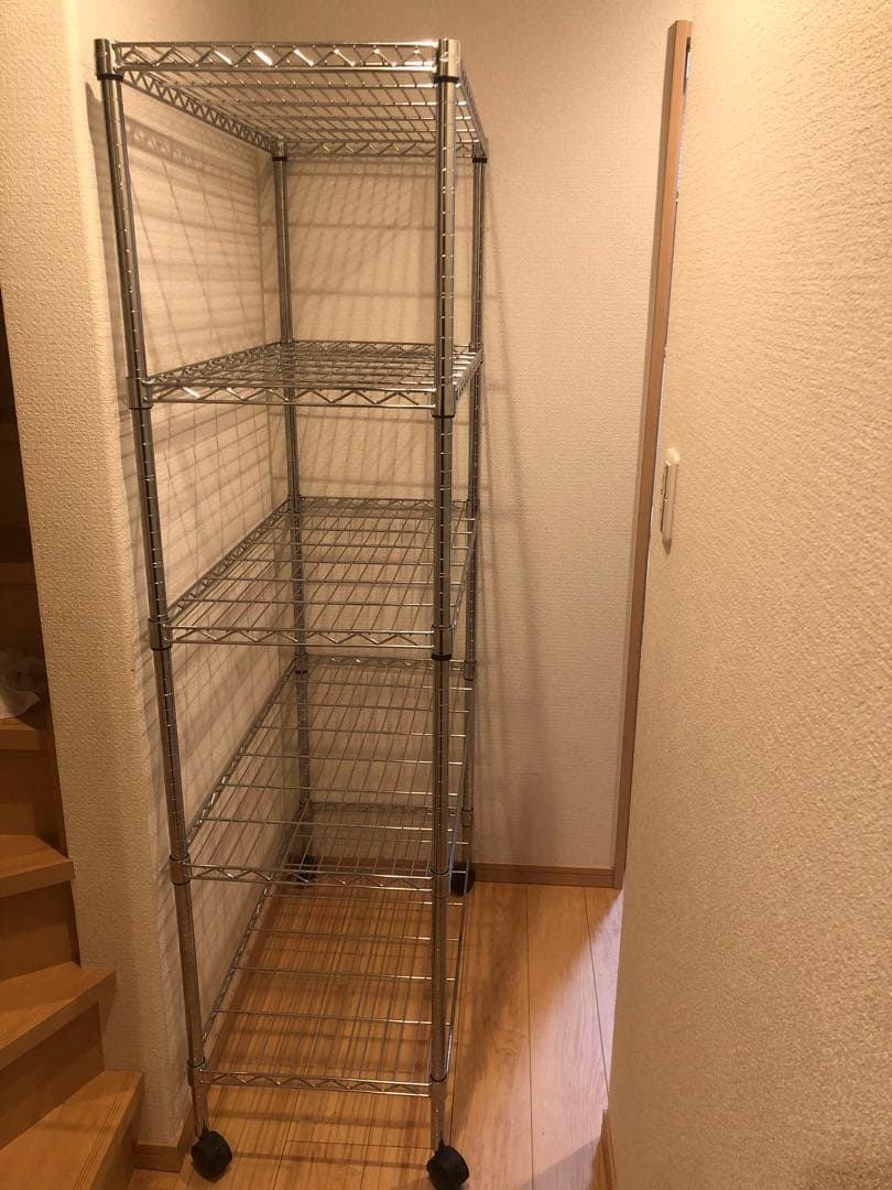 本日限定お値引‼️①5段 シルバー スチールラック 約180cmキャスター付き