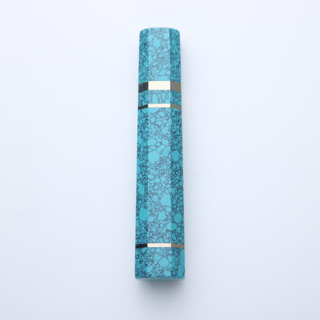 人工ターコイズ 八角 三輪 白銅 包丁の柄 ハンドル 牛刀 240mm用