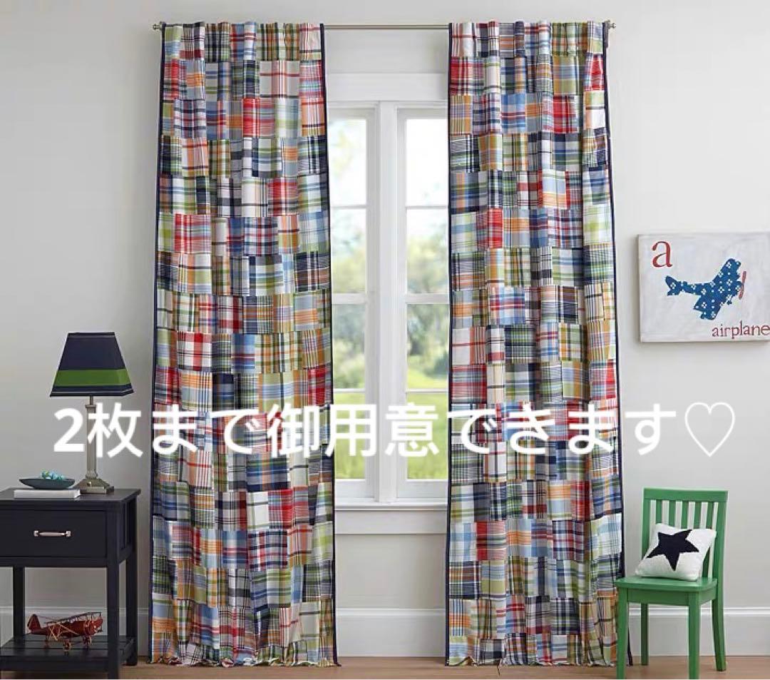 Pottery Barnポッタリーバンパッチワーク遮光カーテン/のれん1枚 新品