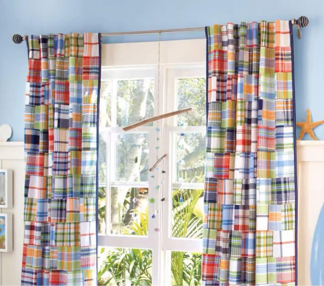 Pottery Barnポッタリーバンパッチワーク遮光カーテン/のれん1枚 新品