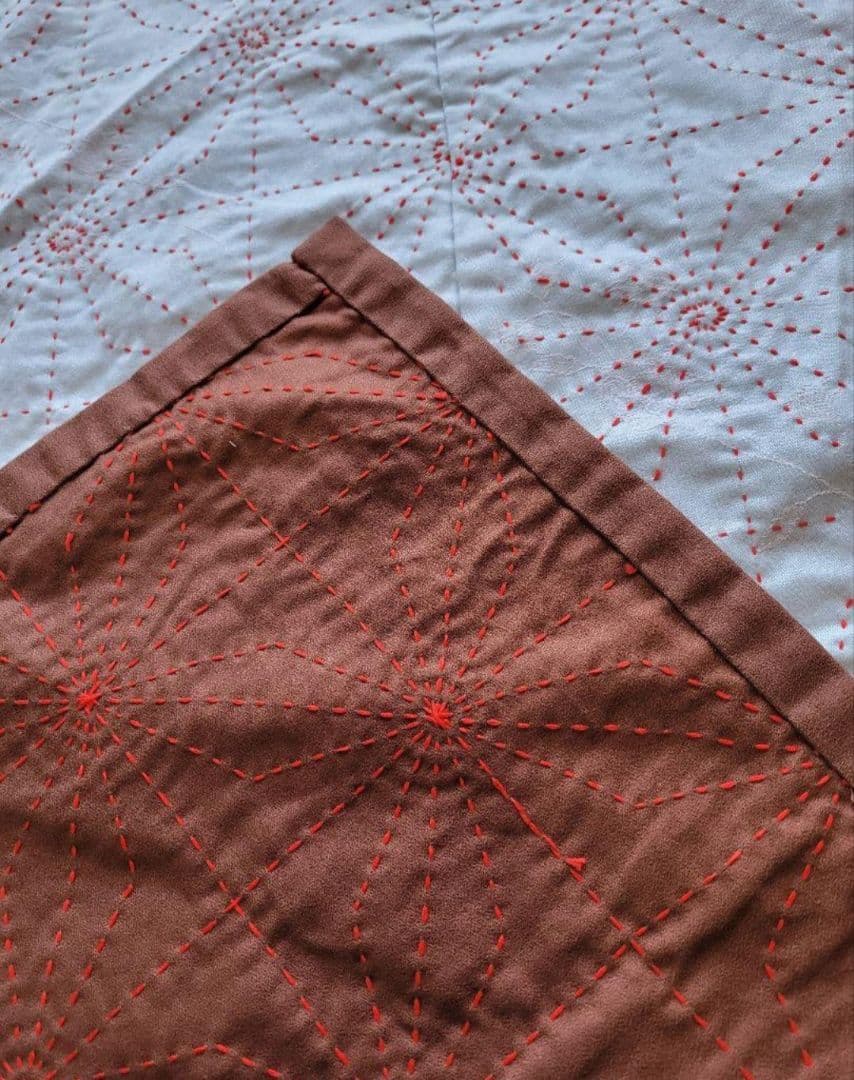 テーブルクロスソファーカバータペストリー麻の葉刺し子こたつハンドメイドリメイク