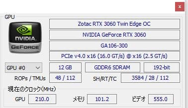 ZOTAC GeForce RTX 3060 12GB版 グラフィックボード