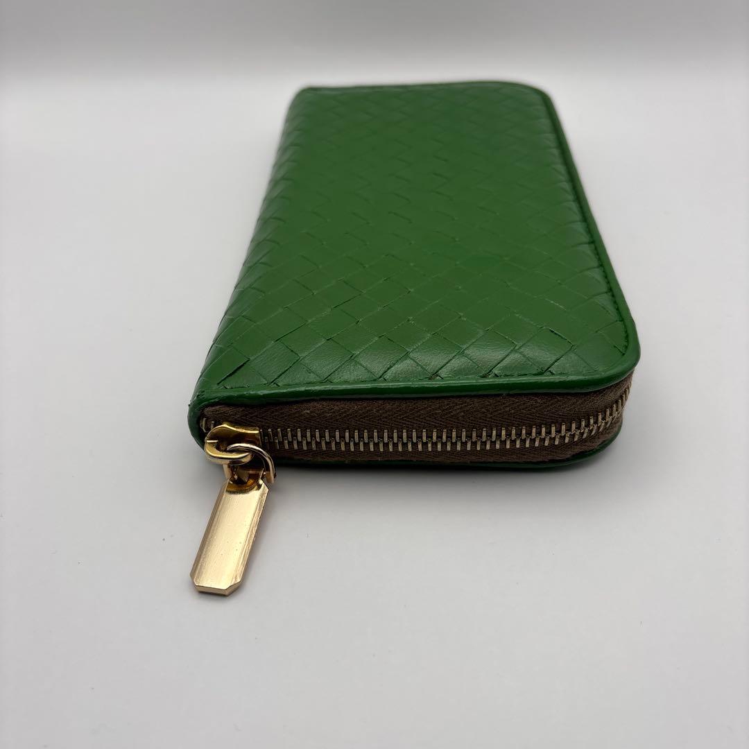 ①◆正規品◆ボッティガヴェネタイントレチャート ラウンドファスナー長財布