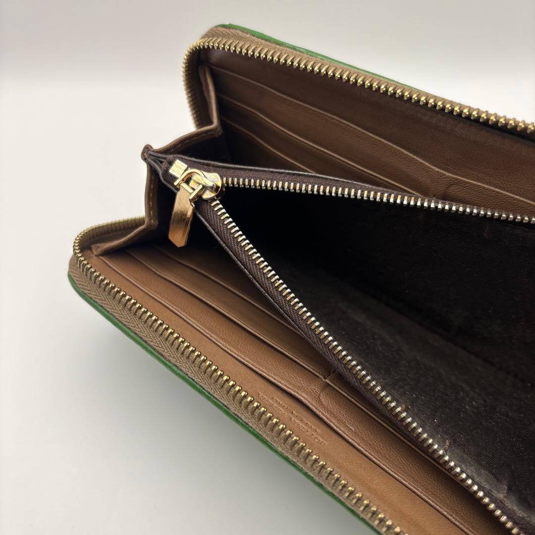 ①◆正規品◆ボッティガヴェネタイントレチャート ラウンドファスナー長財布