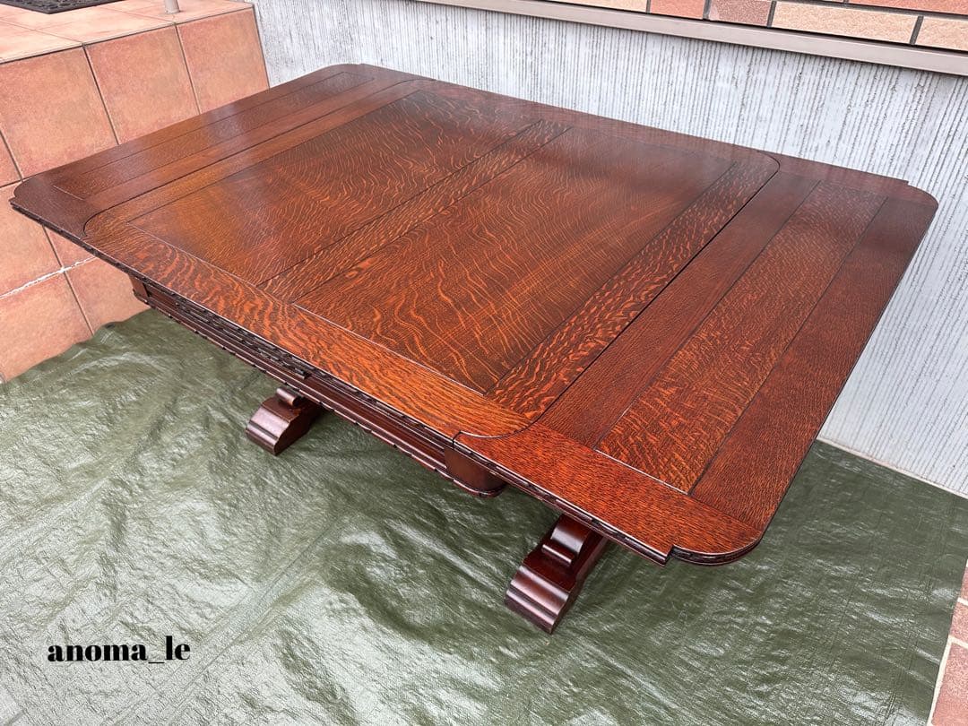 【ダイニングテーブル】ブルボーズレッグ　ドローリーフテーブル　伸長式