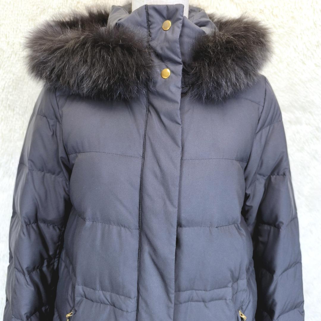 【極美品】IENA　イエナ　タフタ　ダウン　ロング　コート　フォックスファー　黒