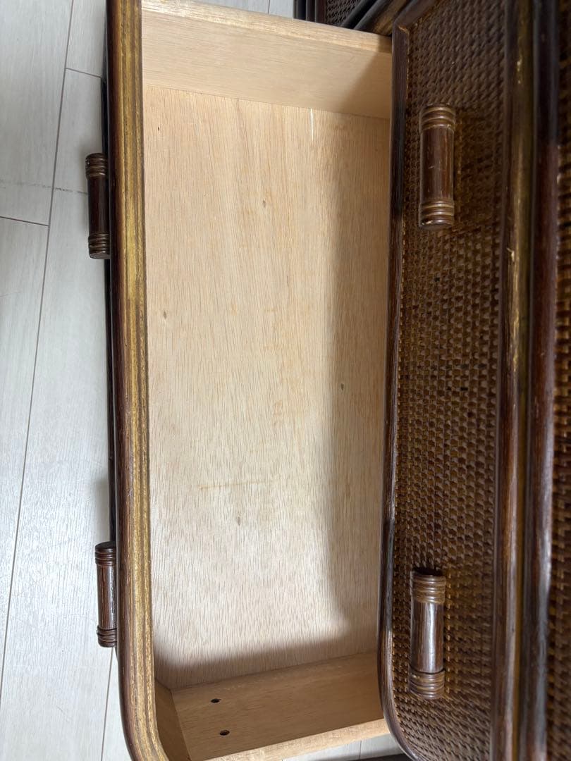 昭和レトロ ラタンチェスト サイドボード サイドチェスト 4段10杯 古家具