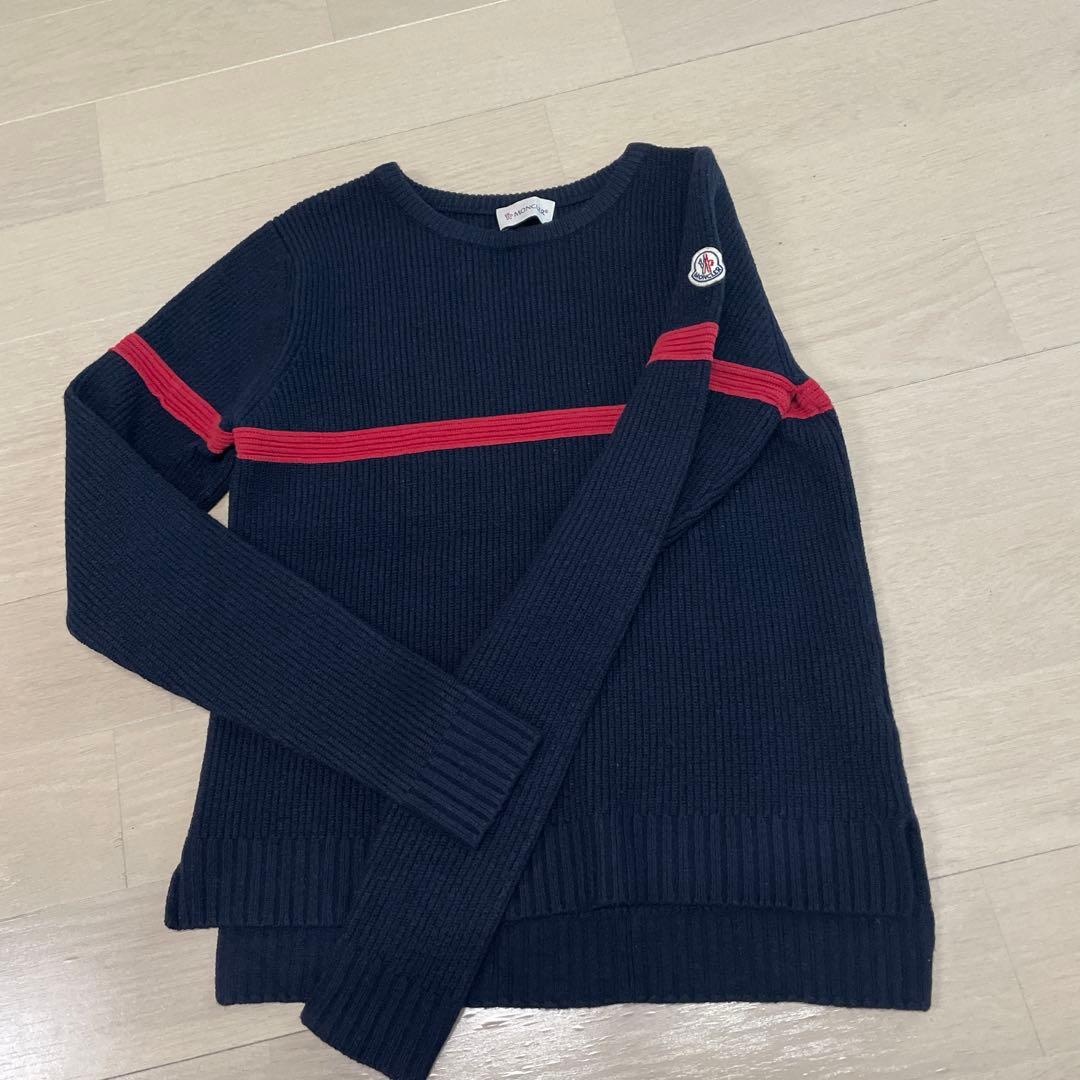 215 MONCLER ネイビー リブ編みセーター　M 美品 紺　 モンクレール