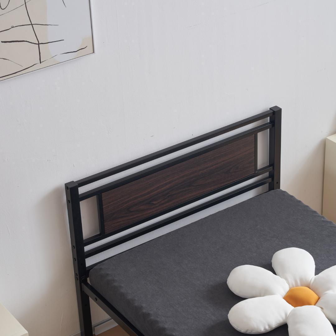 【ブラック】パイプベッド シングル ベッド 宮 三段階高さ調整可 スチール 耐震