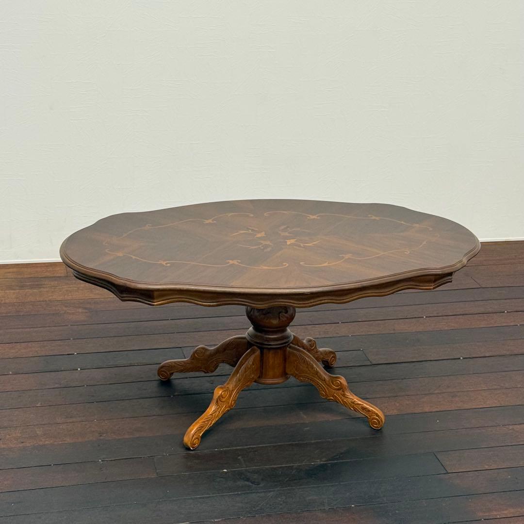 H110K29 イタリア製 象嵌細工 猫脚 センターテーブル