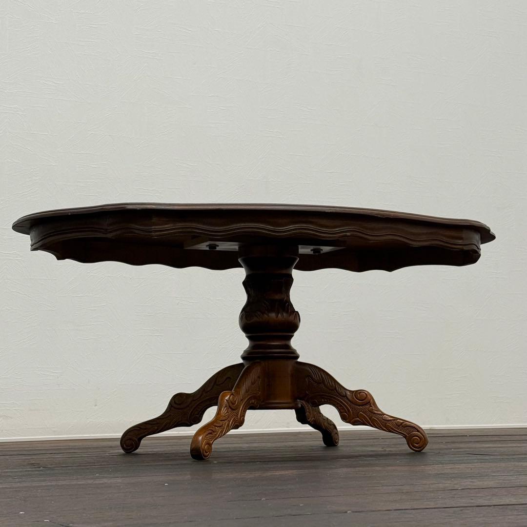 H110K29 イタリア製 象嵌細工 猫脚 センターテーブル