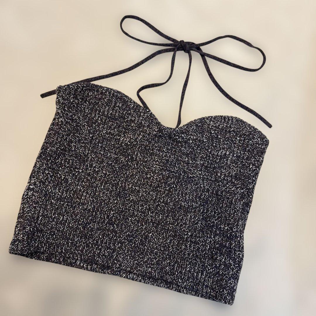 【CLANE】HEATHER COTTON KNIT TUBETOP_サイズ2