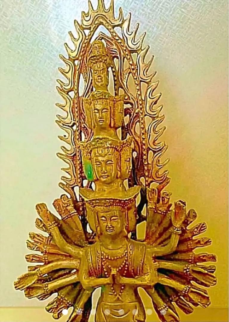 金運爆上げ　人生変わります！縦入り明朝時代縦35cm 純銅製千手観音様