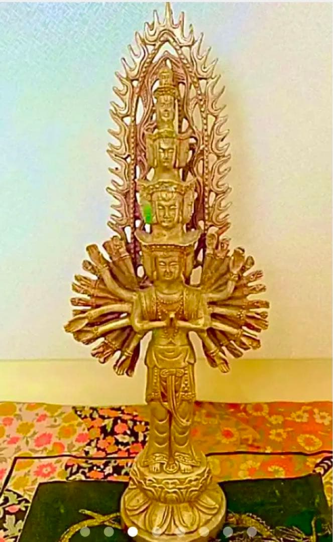 金運爆上げ　人生変わります！縦入り明朝時代縦35cm 純銅製千手観音様