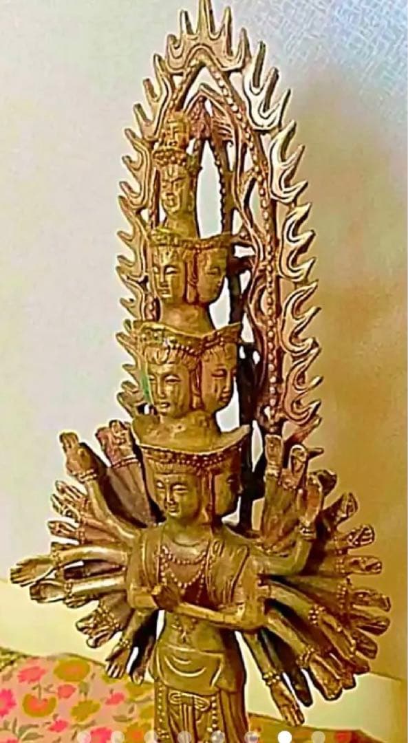 金運爆上げ　人生変わります！縦入り明朝時代縦35cm 純銅製千手観音様