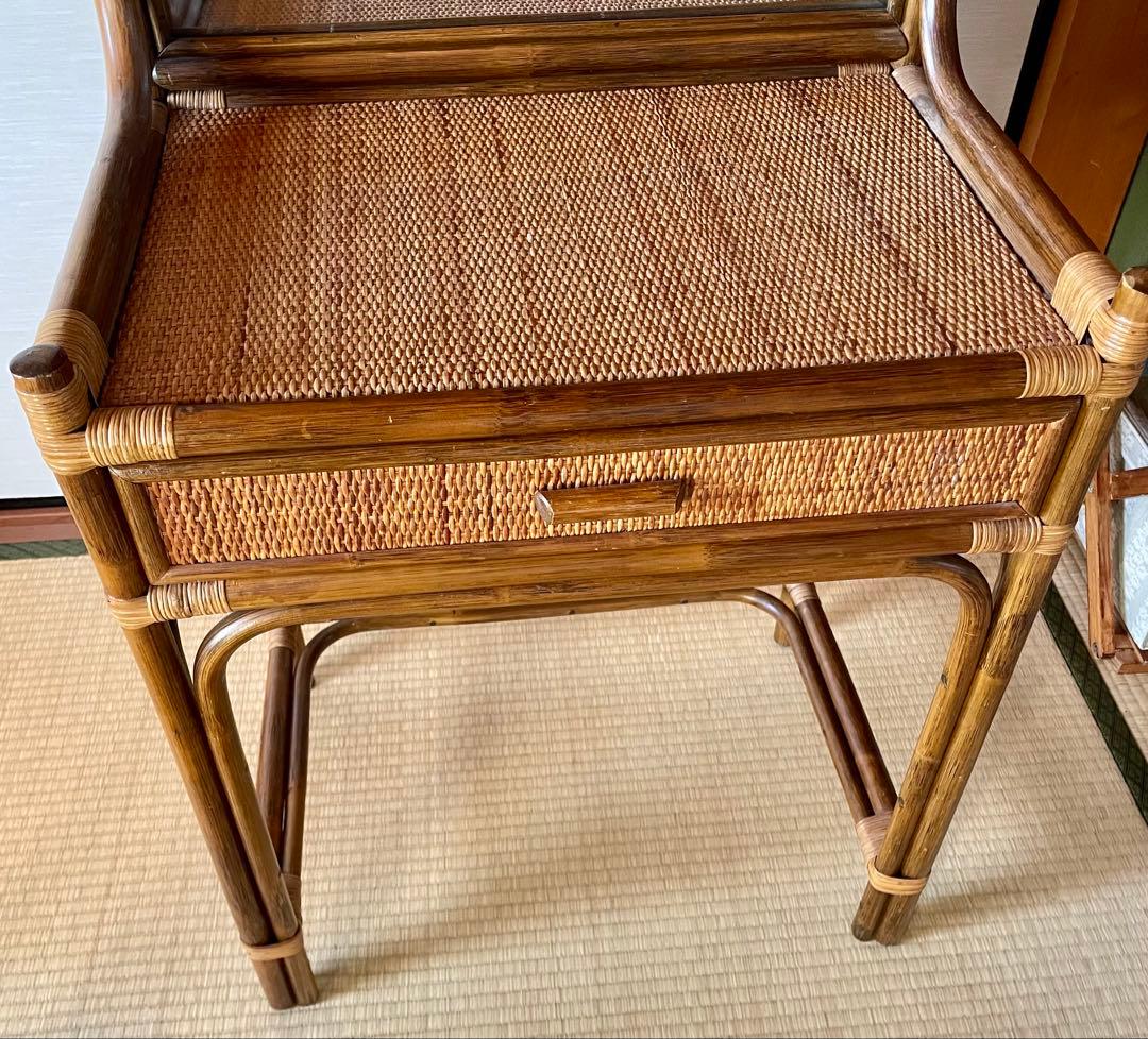 ラタン　鏡台　籐家具　レトロ　アンティーク