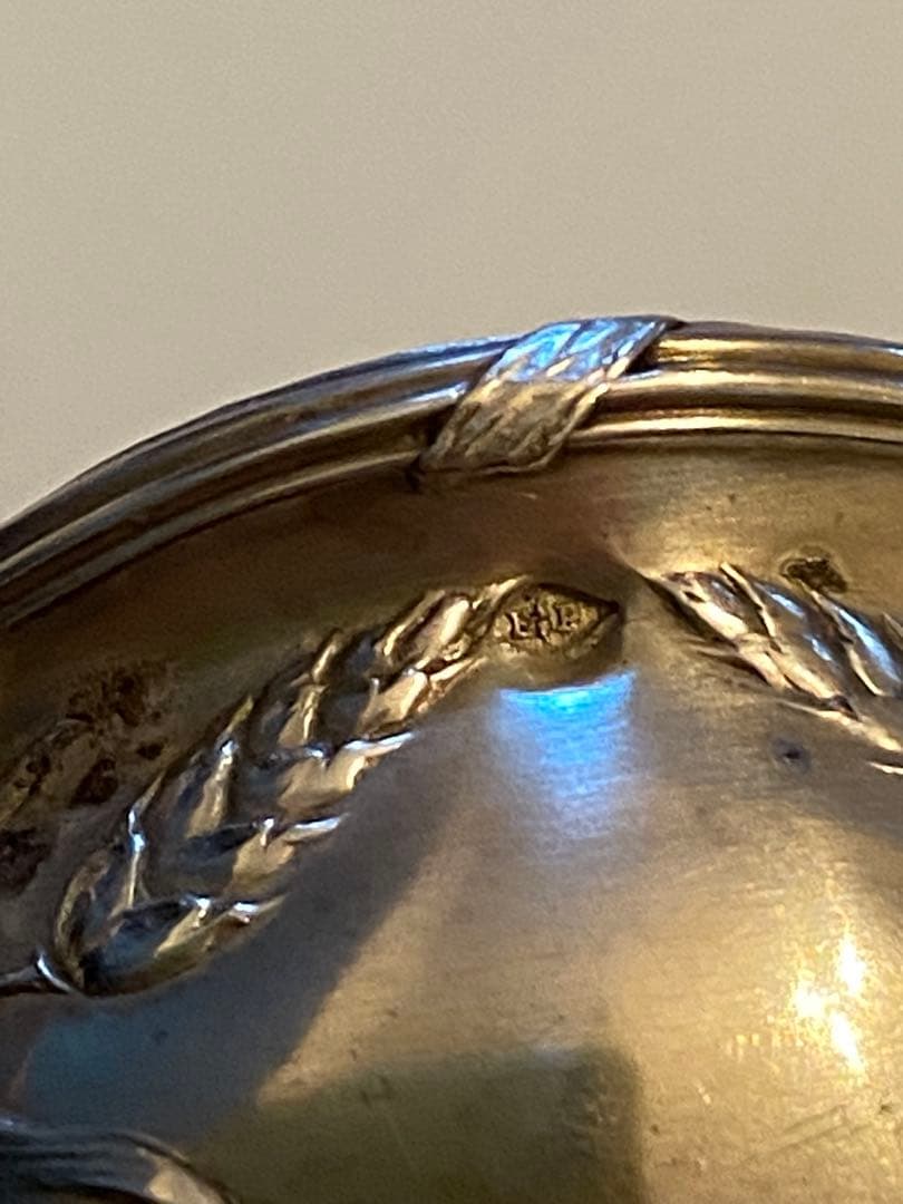 【フランス／ピュイフォルカ】純銀 クリスタル／ソルトセラー１個＋スプーン１本