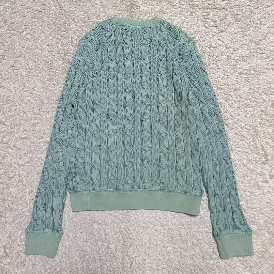 【希少カラー】ラルフローレン コットンケーブルニット 色落ち加工 くすみグリーン