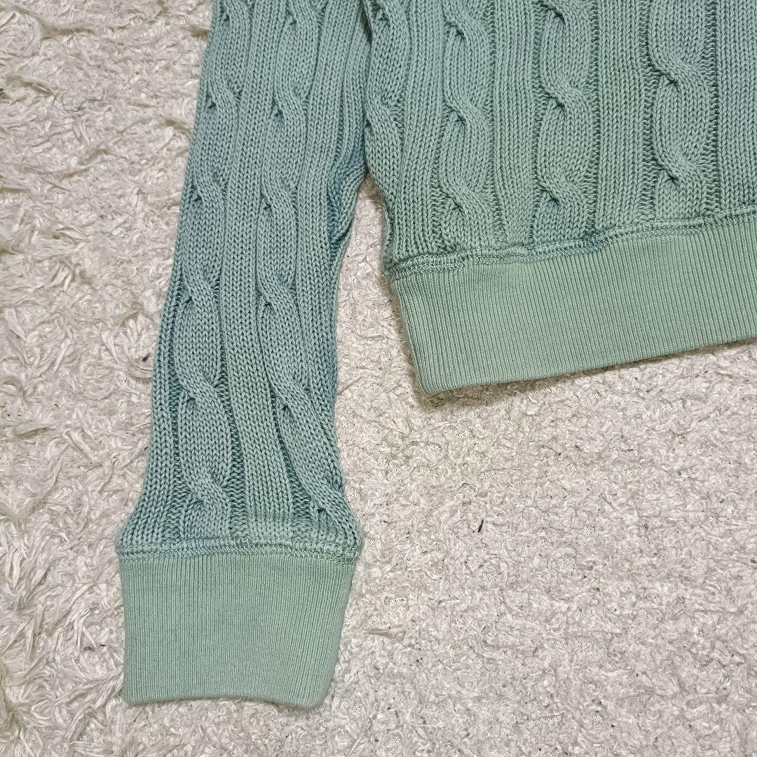 【希少カラー】ラルフローレン コットンケーブルニット 色落ち加工 くすみグリーン
