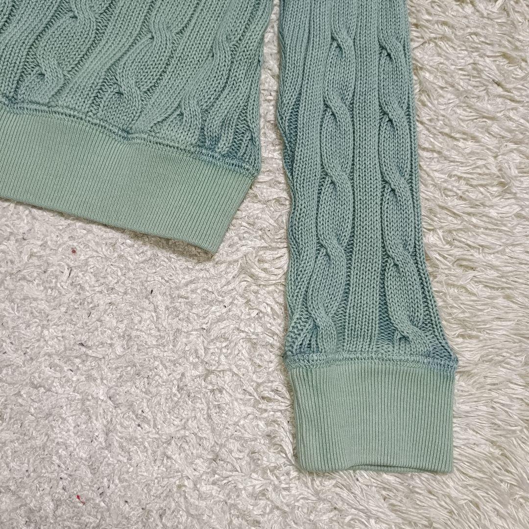 【希少カラー】ラルフローレン コットンケーブルニット 色落ち加工 くすみグリーン