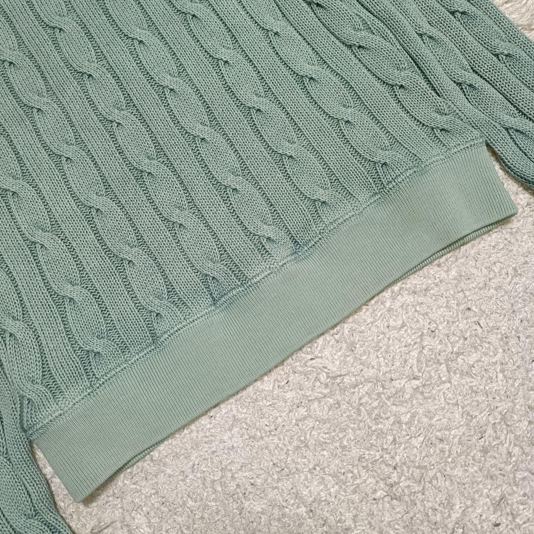 【希少カラー】ラルフローレン コットンケーブルニット 色落ち加工 くすみグリーン