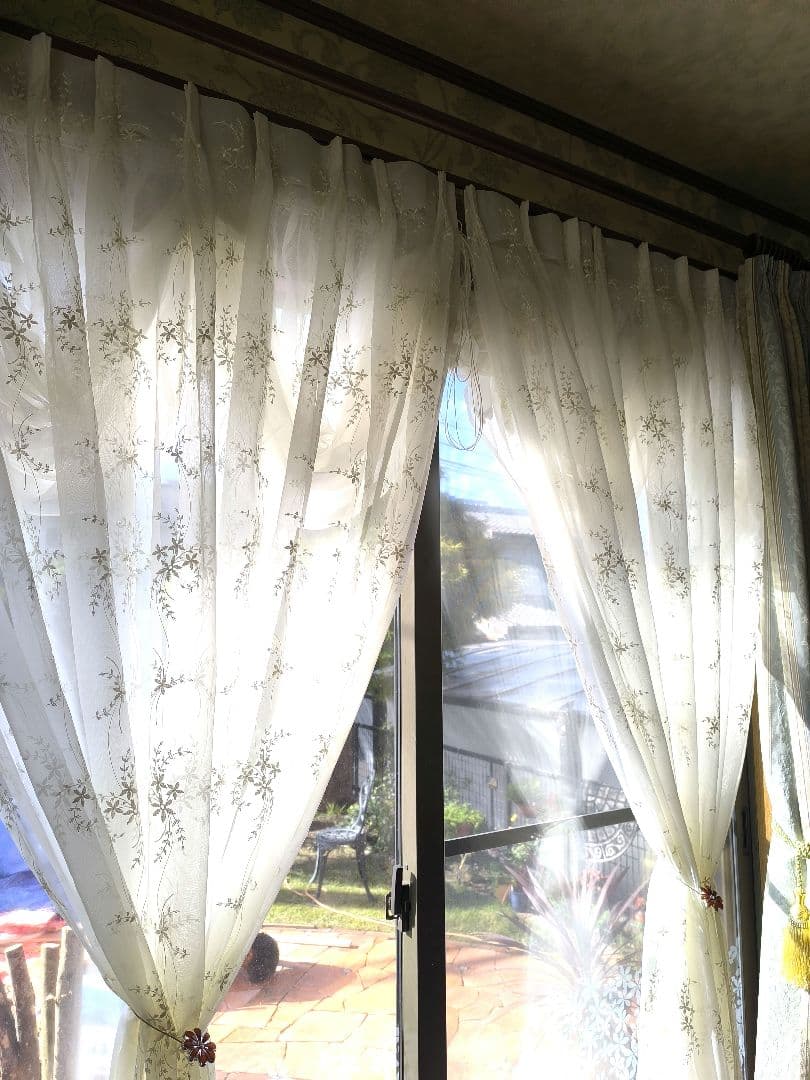 掃き出し窓【こたつねこ様オーダー品　花柄刺繍トルコレース】ハンドメイド