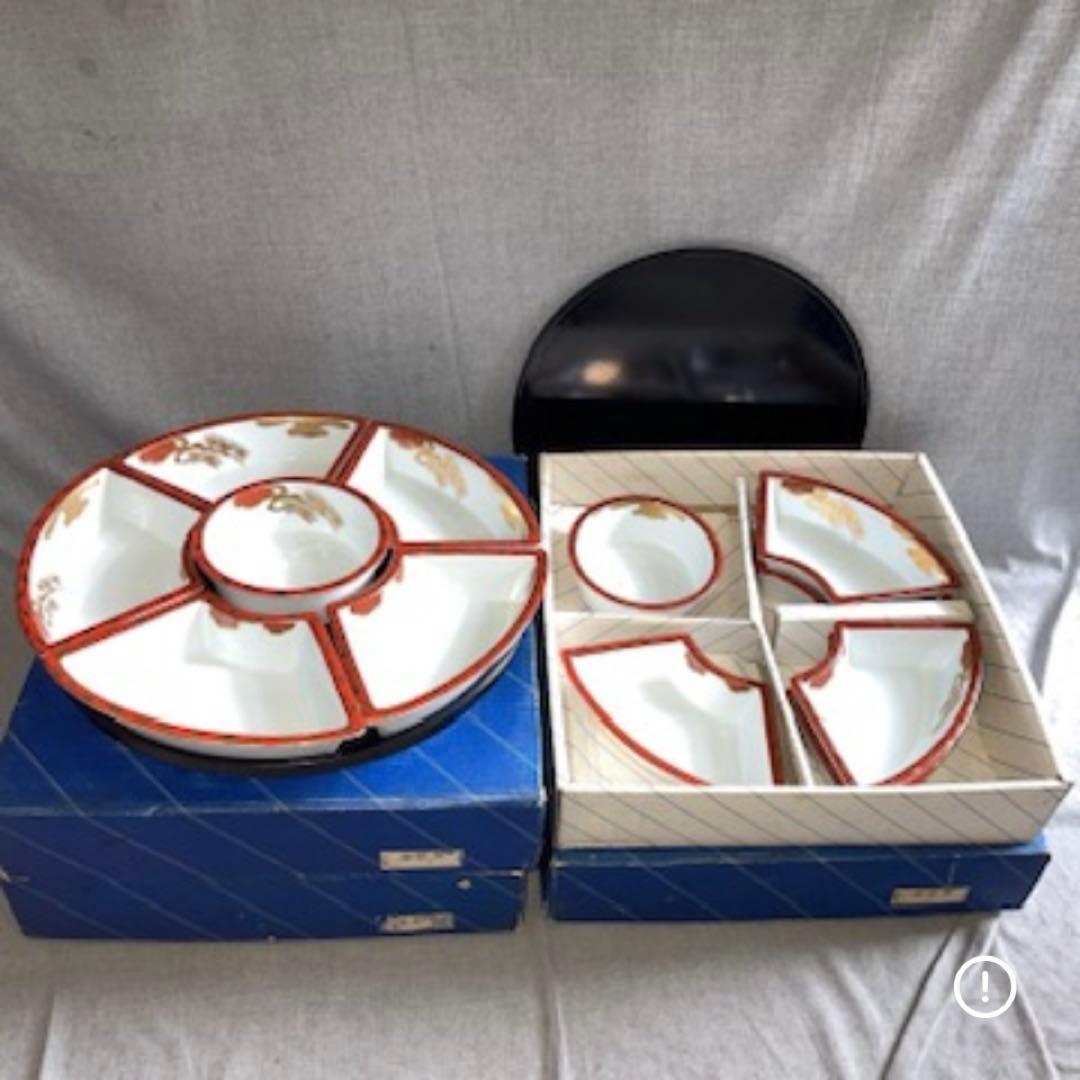 4点　金彩松　回転オードブル皿　日峰？作　小鉢 揃え　有田焼　会席　パーティー