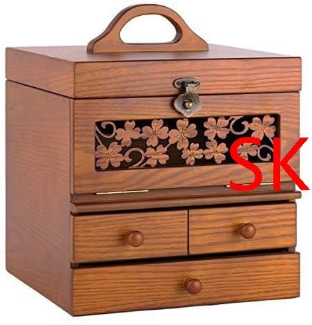 コスメボックス メイクボックス 三面鏡 四葉のクローバーデザイン 化粧道具入れ