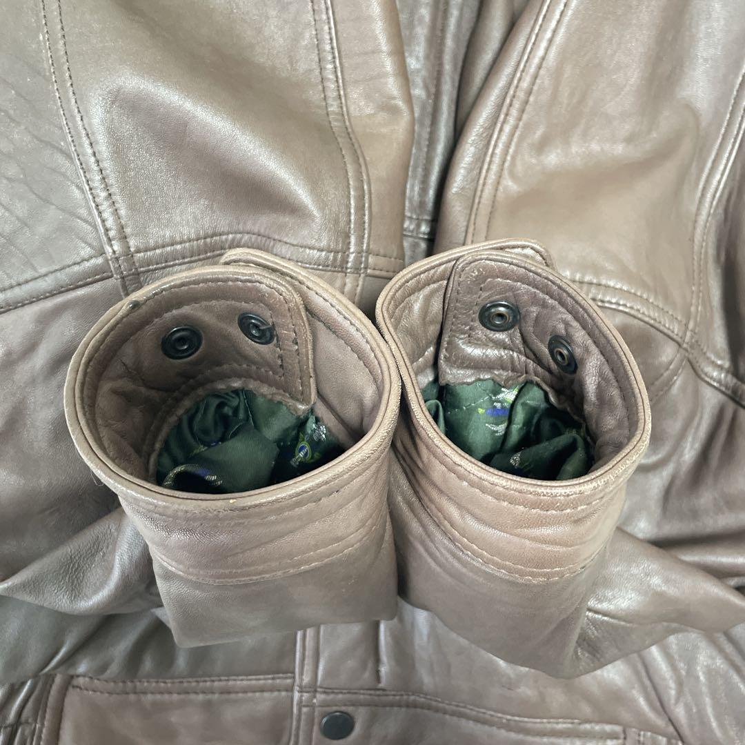 A-2 レザージャケット　ラムレザー　本革　XL 裏地総柄　キルティング