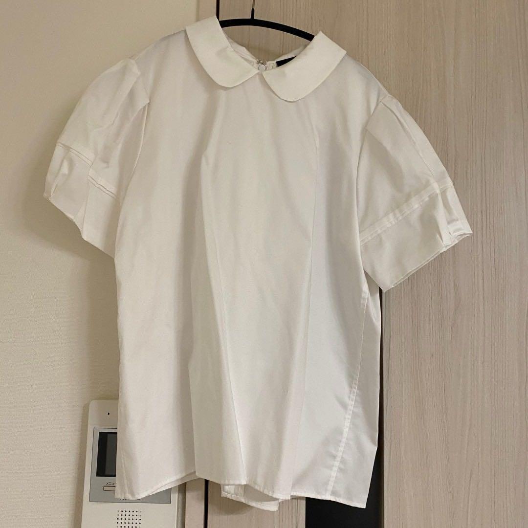 美品　試着のみ　YOKO CHAN/パフスリーブラウンドカラーシャツ