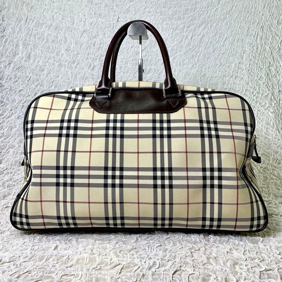 【極美品】BURBERRY ノバチェック　ボストンバッグ　ロゴプレート