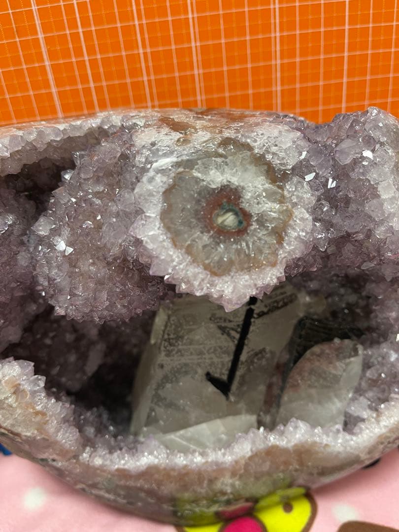 原石 天然石　浄化　ウルグアイ産アメジスト 紫水晶クラスター　ブラックトルマリン