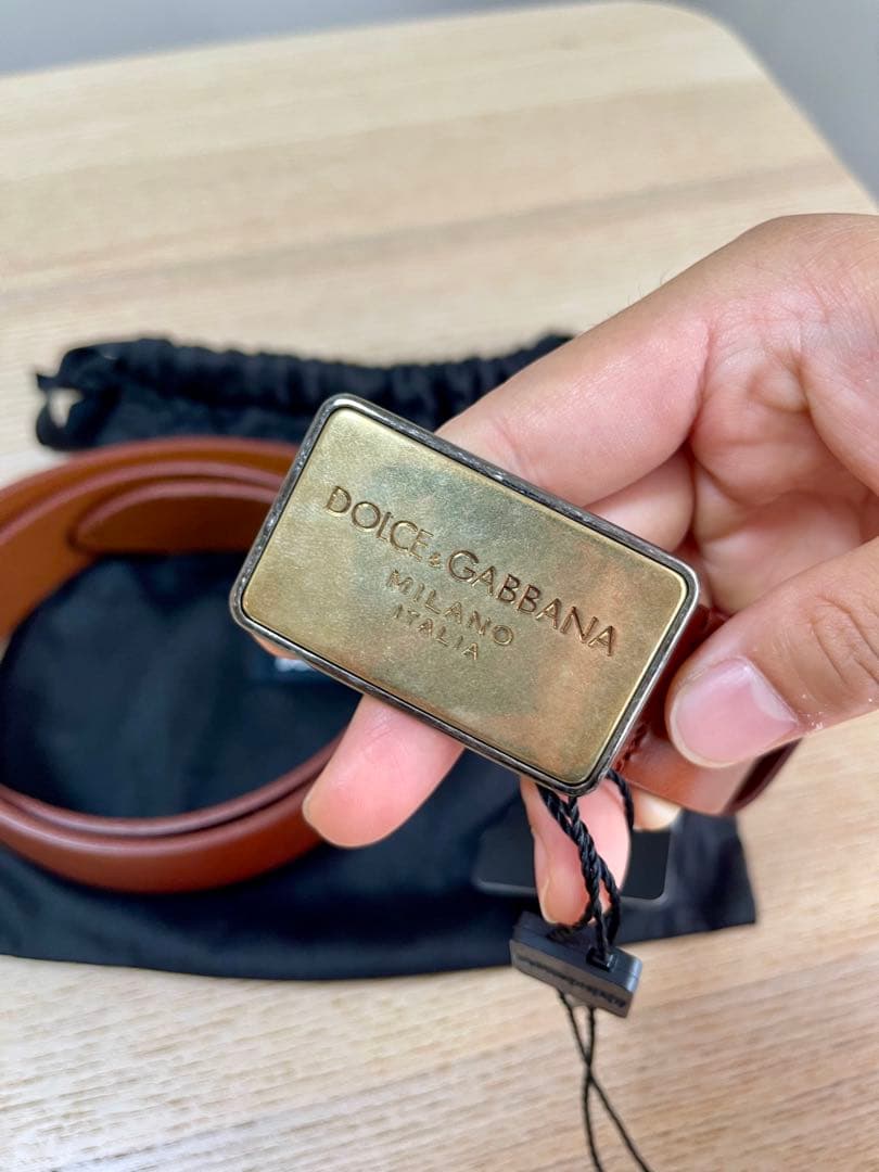 未使用品 タグ付きDolce & Gabbana ブラウン レザーベルト90cm