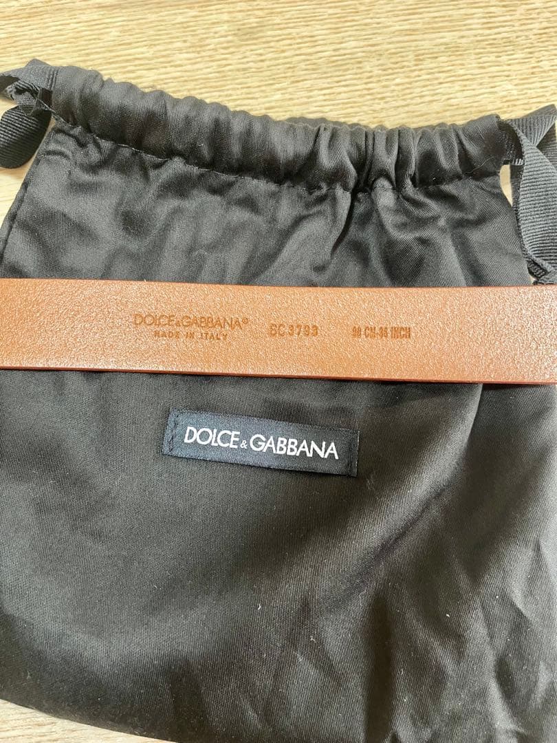 未使用品 タグ付きDolce & Gabbana ブラウン レザーベルト90cm