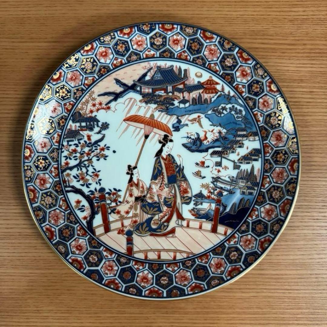 有田焼 弥左ヱ門 近江八景図 8寸皿☆