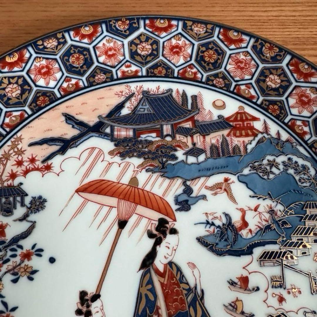 有田焼 弥左ヱ門 近江八景図 8寸皿☆