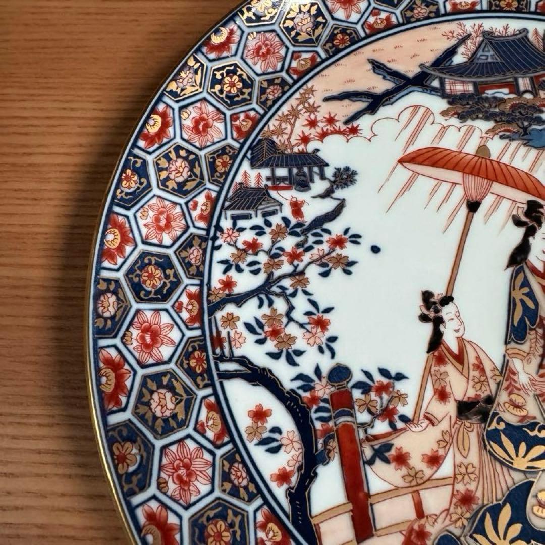 有田焼 弥左ヱ門 近江八景図 8寸皿☆