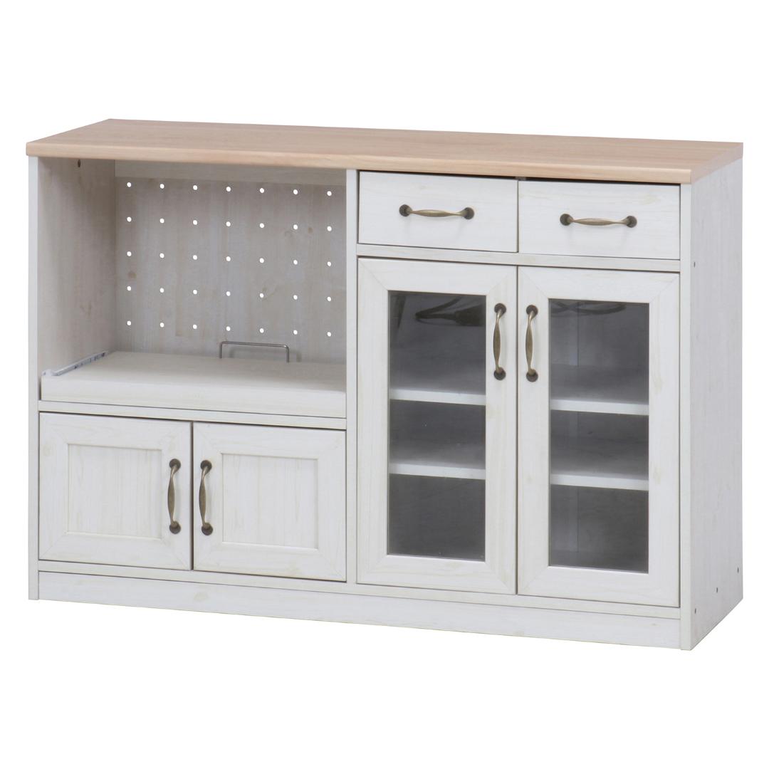 キッチンカウンター/食器棚 ナチュラルホワイト 幅120cm