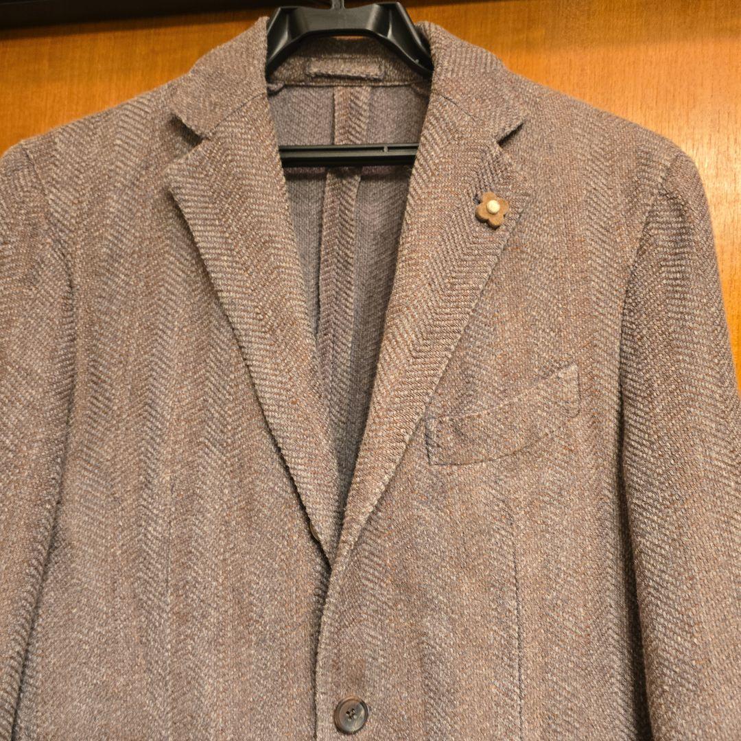 LARDINI ラルディーニ　サイズ46 茶色とグレー ジャケット フラワーピン